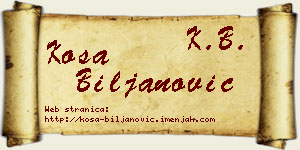 Kosa Biljanović vizit kartica